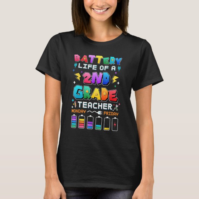 Camiseta Duración De La Batería De Un Profesor De Segundo G (Anverso)