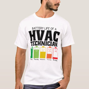 Camiseta Duración De La Batería De Un Técnico De HVAC