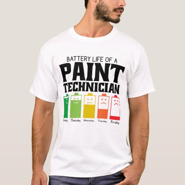 Camiseta Duración De La Batería De Un Técnico De Pintura (Anverso)