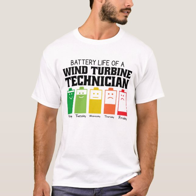 Camiseta Duración De La Batería De Un Técnico De Turbinas E (Anverso)