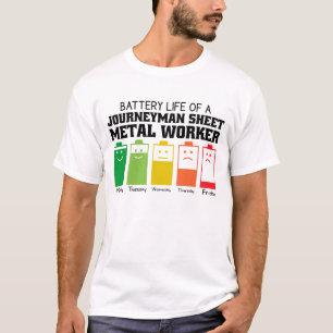Camiseta Duración De La Batería De Un Trabajador Metalizado