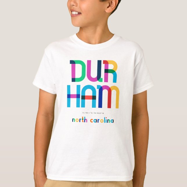Camiseta Durham North Carolina Mid Century, Pop Art, (Anverso)