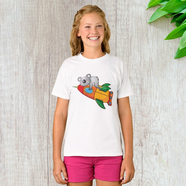 Camiseta Durmiendo Koala en un cohete colorido (Subido por el creador)