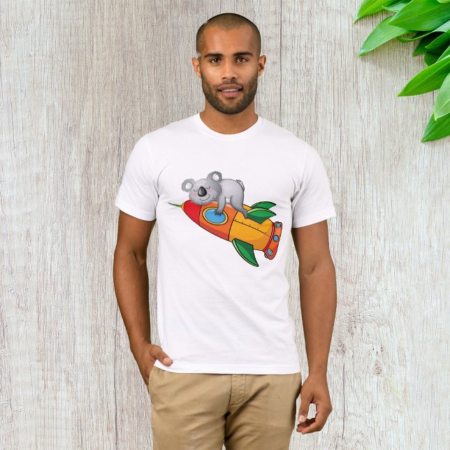 Camiseta Durmiendo Koala en un cohete colorido (Subido por el creador)