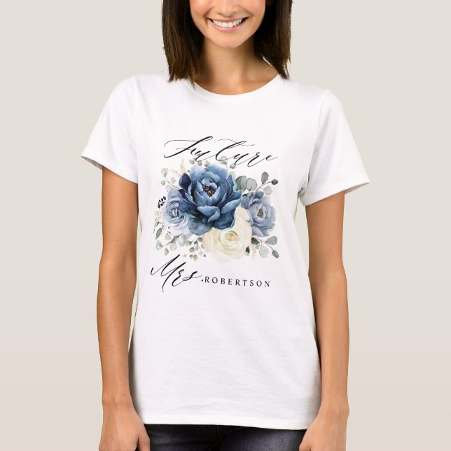 Camiseta Dusty Marina Azul Champagne Marfil Novia Floral (Anverso)