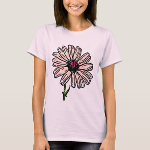 Camiseta Dusty Pink Daisy Flor de época
