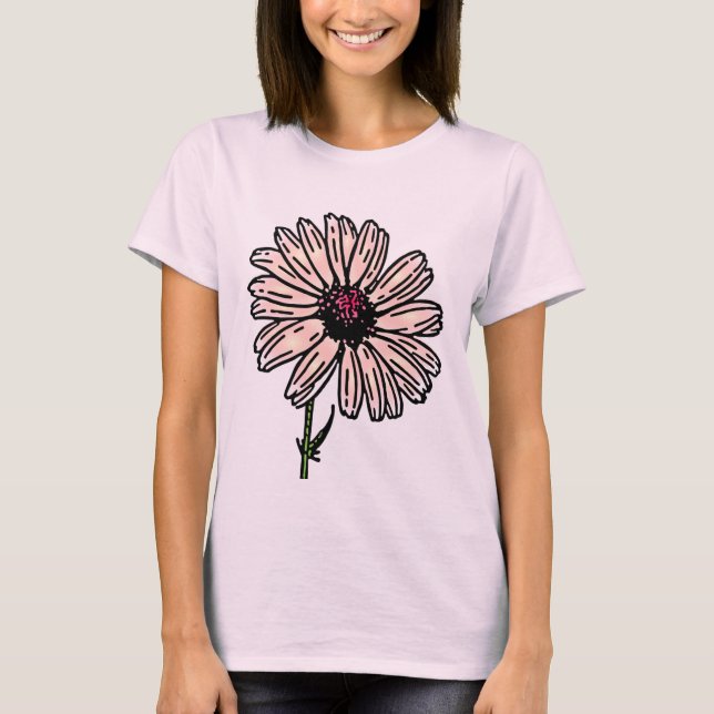 Camiseta Dusty Pink Daisy Flor de época (Anverso)
