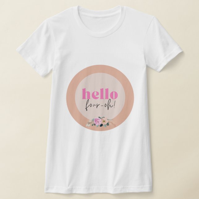 Camiseta Dusty Rosa floral "hola 4-oh" retro (Distribución)