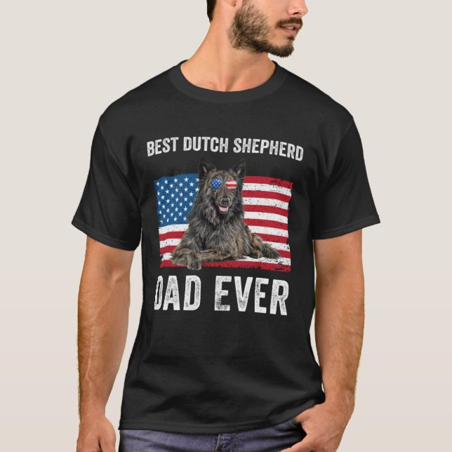 Camiseta Dutch Shepherd Dad American Flag Dog  Owner Father (Anverso)