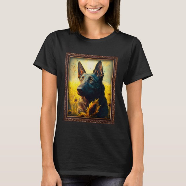 Camiseta Dutch Shepherd Painting Sunflower Flower Mom Women (Anverso)