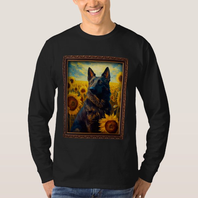Camiseta Dutch Shepherd Painting Sunflower Flower Mom Women (Anverso)