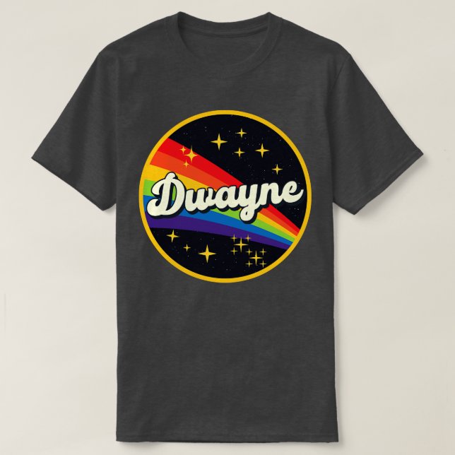 Camiseta Dwayne Rainbow en un estilo de cosecha espacial (Diseño del anverso)