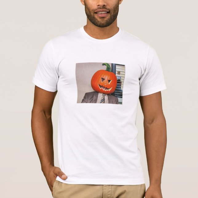 Camiseta Dwight Wearing Pumpkin Head Halloween Tee (Anverso)