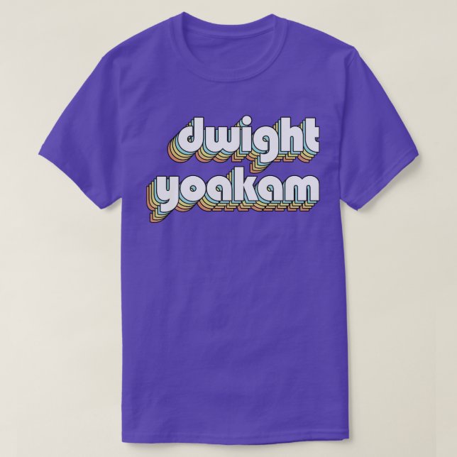 Camiseta Dwight Yoakam Retro Typografía Arcoiris Estilo des (Diseño del anverso)