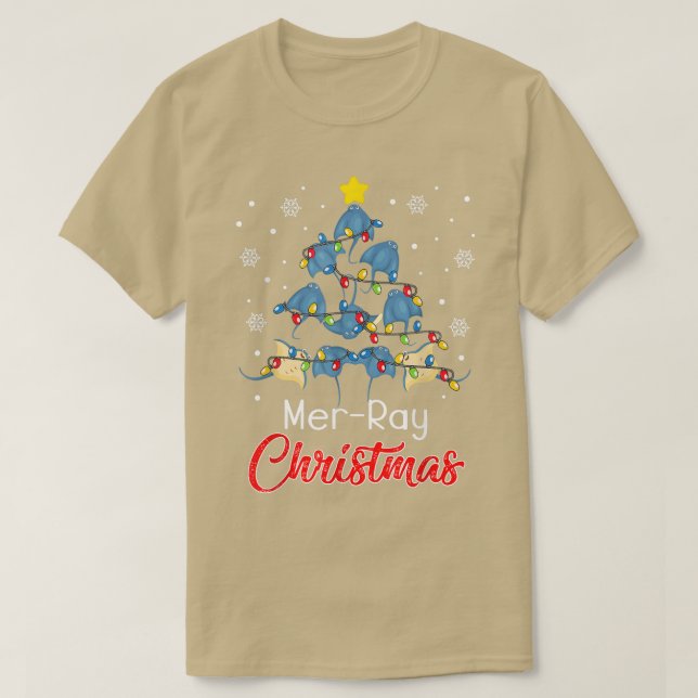 Camiseta dWO5 Merray Christmas Sting Ray Tree Merry Xmas Fi (Diseño del anverso)