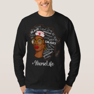 Camiseta Dy Black Nurse Costume Regalos del Mes de la Histo