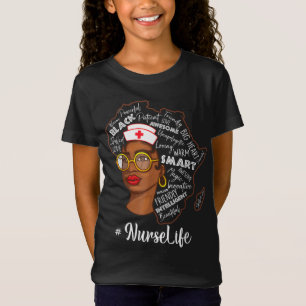 Camiseta Dy Black Nurse Costume Regalos del Mes de la Histo