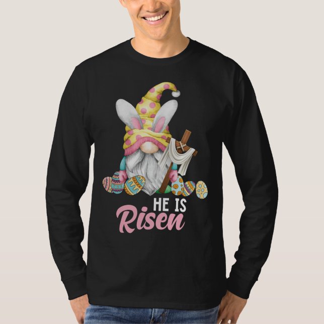 Camiseta Dy Cute Gnome Christian Easter Day He I (Anverso)