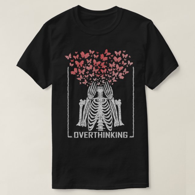 Camiseta Dy Skeleton Overthinking Butterfly Lover Costume M (Diseño del anverso)