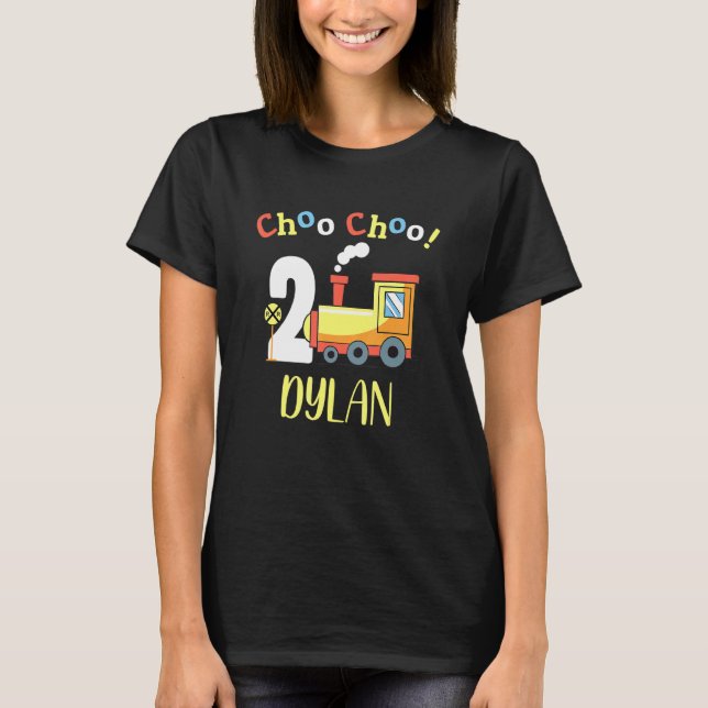 Camiseta Dylan Choo Choo Dos Tren Segundo Cumpleaños Turno  (Anverso)