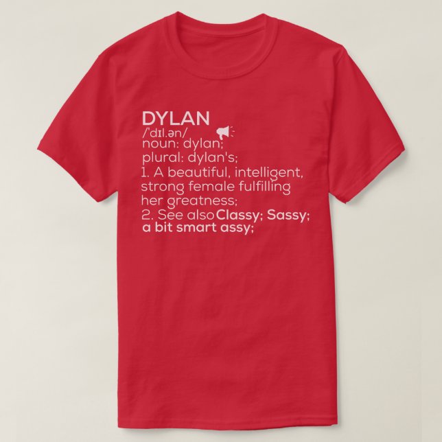 Camiseta Dylan Nombre Dylan Definición Dylan Dylan Nombre f (Diseño del anverso)