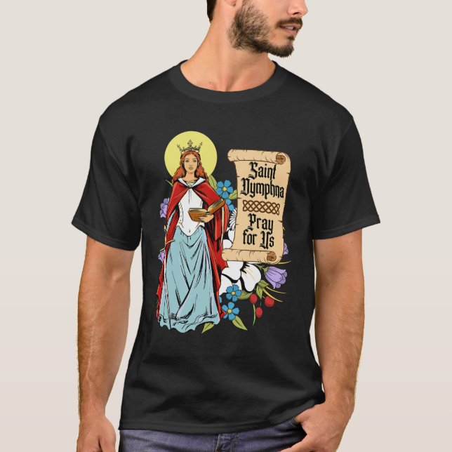 Camiseta Dymphna Pety Lily Patron Saint Mental Health Cat (Anverso)