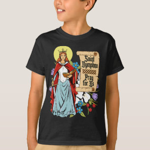 Camiseta Dymphna Pety Lily Patron Saint Mental Health Cat