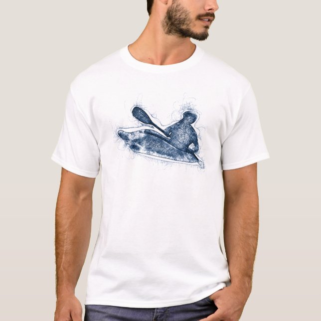 Camiseta Dynamic Whitewater Kayaker Line Art (Anverso)