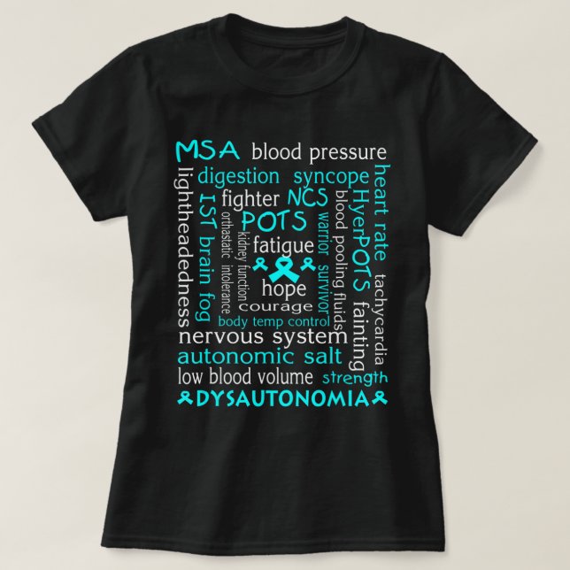 Camiseta Dysautonomia Awareness T-shirt Teal Ribbon Gift18  (Diseño del anverso)