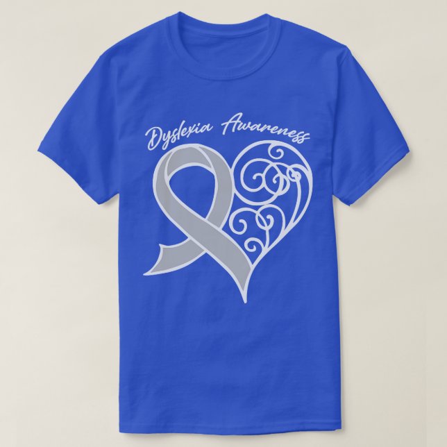 Camiseta Dyslexia Conciencia Heart Ribbon regalo Valentines (Diseño del anverso)