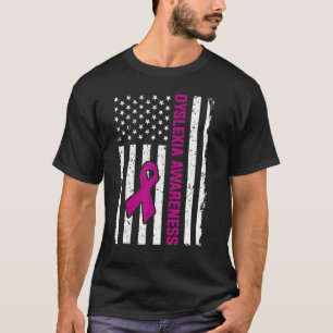 Camiseta Dyslexia mes Ribbon Bandera de los Estados Unidos