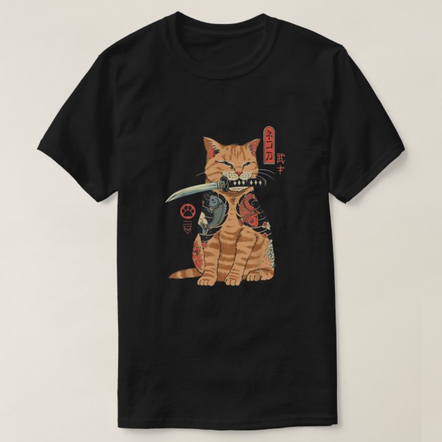 Camiseta E:\AnhgocUpZZ\Cat Neko Catana Anime Art Para Mujer (Diseño del anverso)