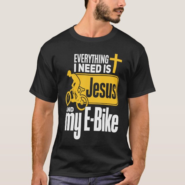 Camiseta E Biker Jesus  Jesus and E Biking Religious EBiker (Anverso)