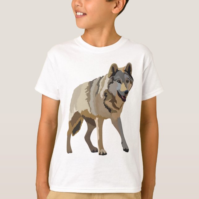 Camiseta E es para Eurasian Wolf Ilustracion Majestic (Anverso)