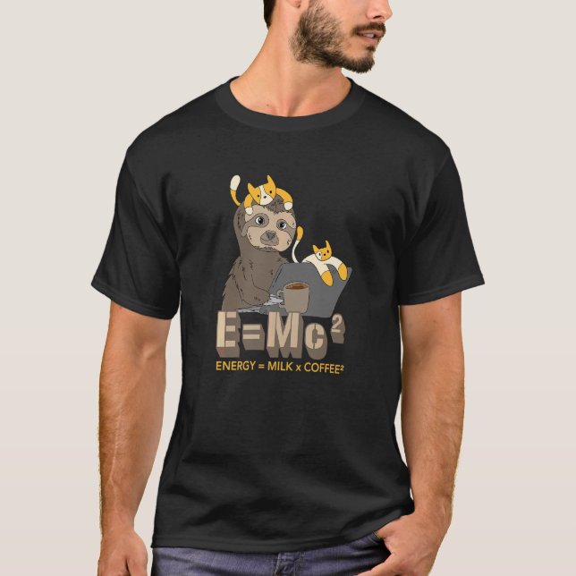 Camiseta E Mc² Café Leche Mecánica Quantum Ciencia Física (Anverso)