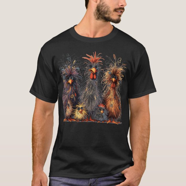 Camiseta Eagerlys Colorful Funny Chicken Art (Anverso)