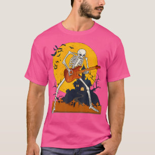 Camiseta Eagerlys Skeleton Tocando Guitarra Acústica Eléctr