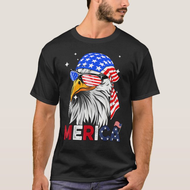 Camiseta Eagle American Flag 4th of July Merica Men Woman U (Anverso)