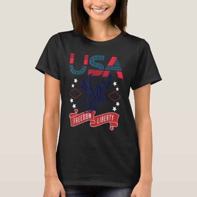 Camiseta Eagle Americano Bandera Estadounidense 4 de Julio  (Anverso)