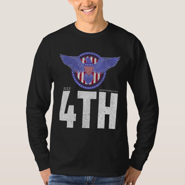 Camiseta Eagle Badge Independence Day with American Happy 4 (Anverso)