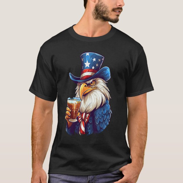 Camiseta Eagle Beer Drinking America Patriotic Eagle 4th Of (Anverso)