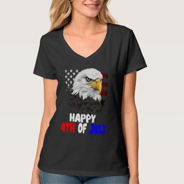 Camiseta Eagle Bird 4th of July American Flag Veterans Memo (Anverso)
