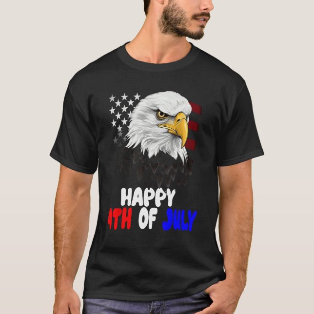 Camiseta Eagle Bird 4th of July American Flag Veterans Memo (Anverso)
