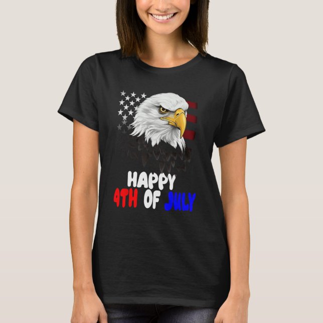 Camiseta Eagle Bird 4th of July American Flag Veterans Memo (Anverso)