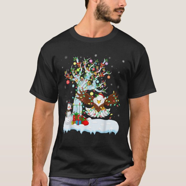 Camiseta Eagle Bird Xmas Light Tree Santa Hat Eagle Chris (Anverso)