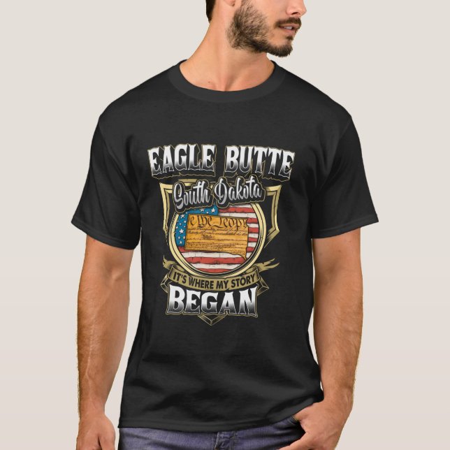 Camiseta Eagle Butte Dakota Del Sur Bandera De Estados Unid (Anverso)
