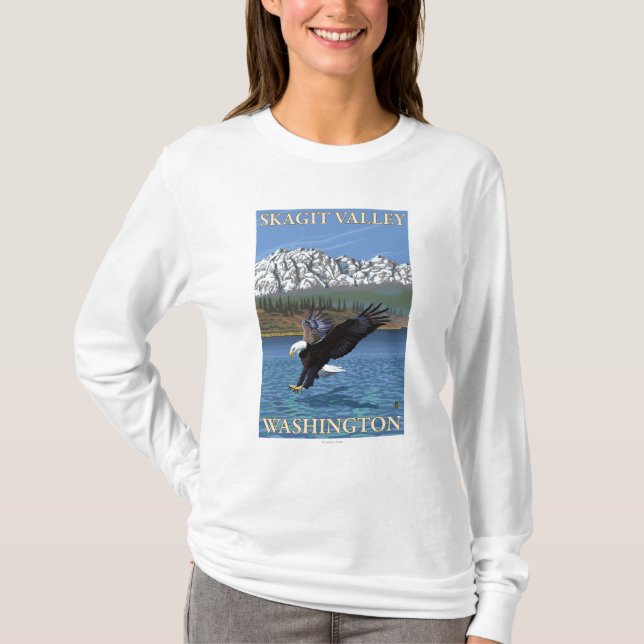 Camiseta Eagle calvo que se zambulle - valle de Skagit, (Anverso)