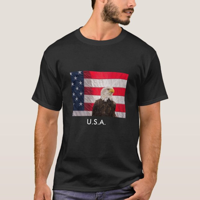 Camiseta Eagle calvo y la bandera americana (Anverso)