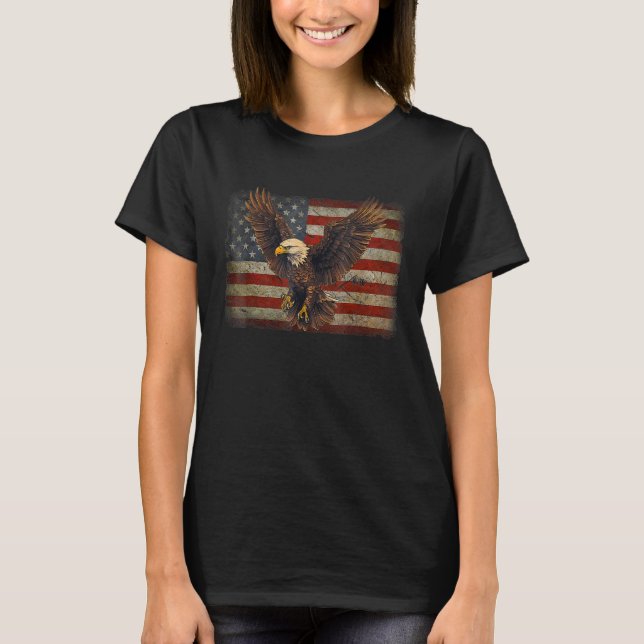 Camiseta Eagle Eyes American Flag Patriotic 4th Of July USA (Anverso)