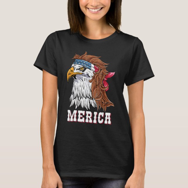 Camiseta Eagle Hair Mullet Merica Bandera Estadounidense Us (Anverso)